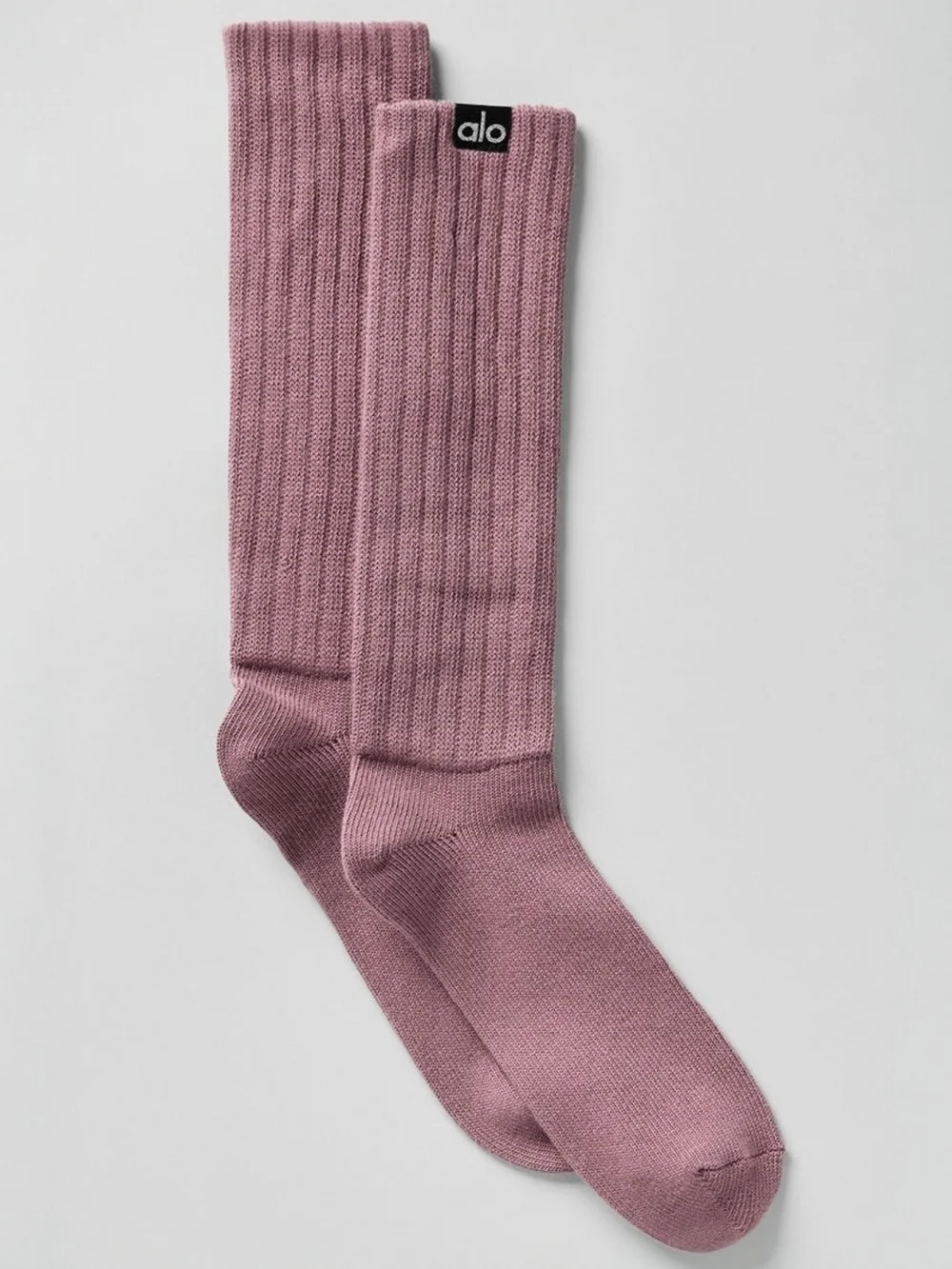 NWT ALO Yoga Unisex Ribbed Scrunch Socks in Smoky Quartz Rose Medium